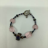 Pink and Black Glass Bracelet -  In Her Shoes YW